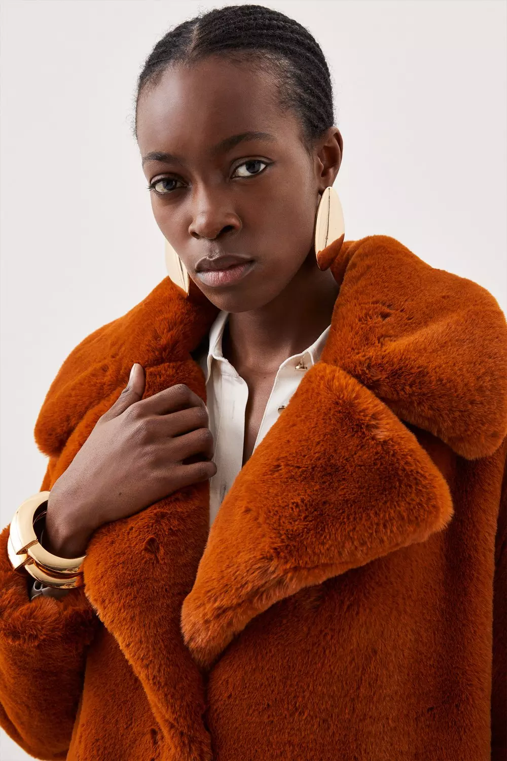 Orange faux shop fur coat